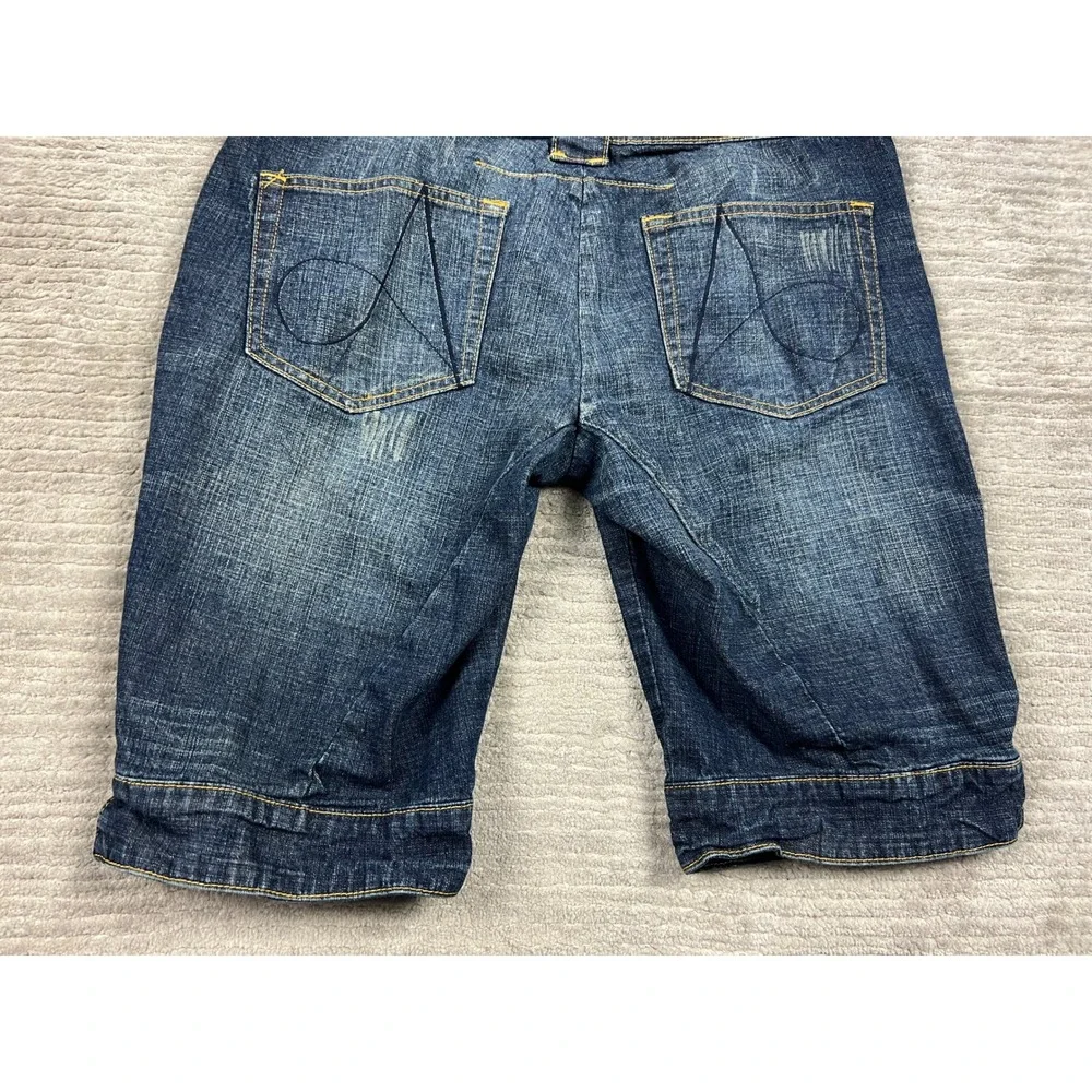 Arizona Jean Co Shorts Women 11 Blue Bermuda Denim Stretch Dark Wash‎ Dbl Button